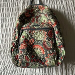 Vera Bradley Quilted Floral Backpack in Green and Red
